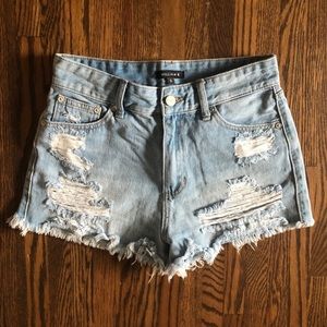 william b distressed shorts